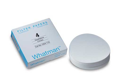 Filtro de papel de celulosa. Whatman™ (Cytiva). Disco plano, calidad Grado 4. Ø (mm): 185. Retención típica (µm): 20-25