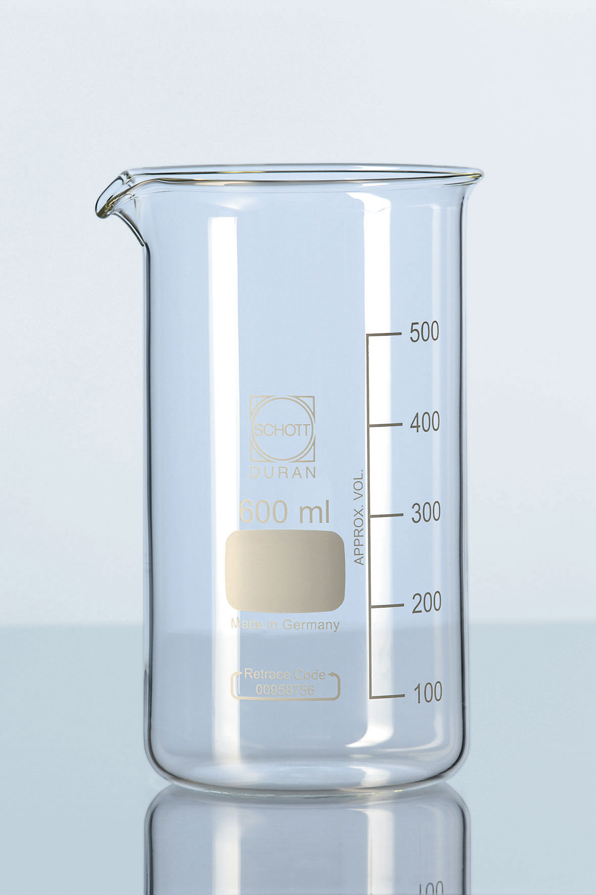 Vaso de precipitado, forma alta, graduado, vidrio borosilicato. DURAN. Capacidad (ml): 250. Diámetro (mm): 60. Altura (mm): 120