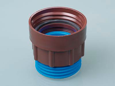 Bomba Pump-it®. BÜRKLE. Adaptador para rosca interna de bidón. Rosca DIN71 (marrón/azul)
