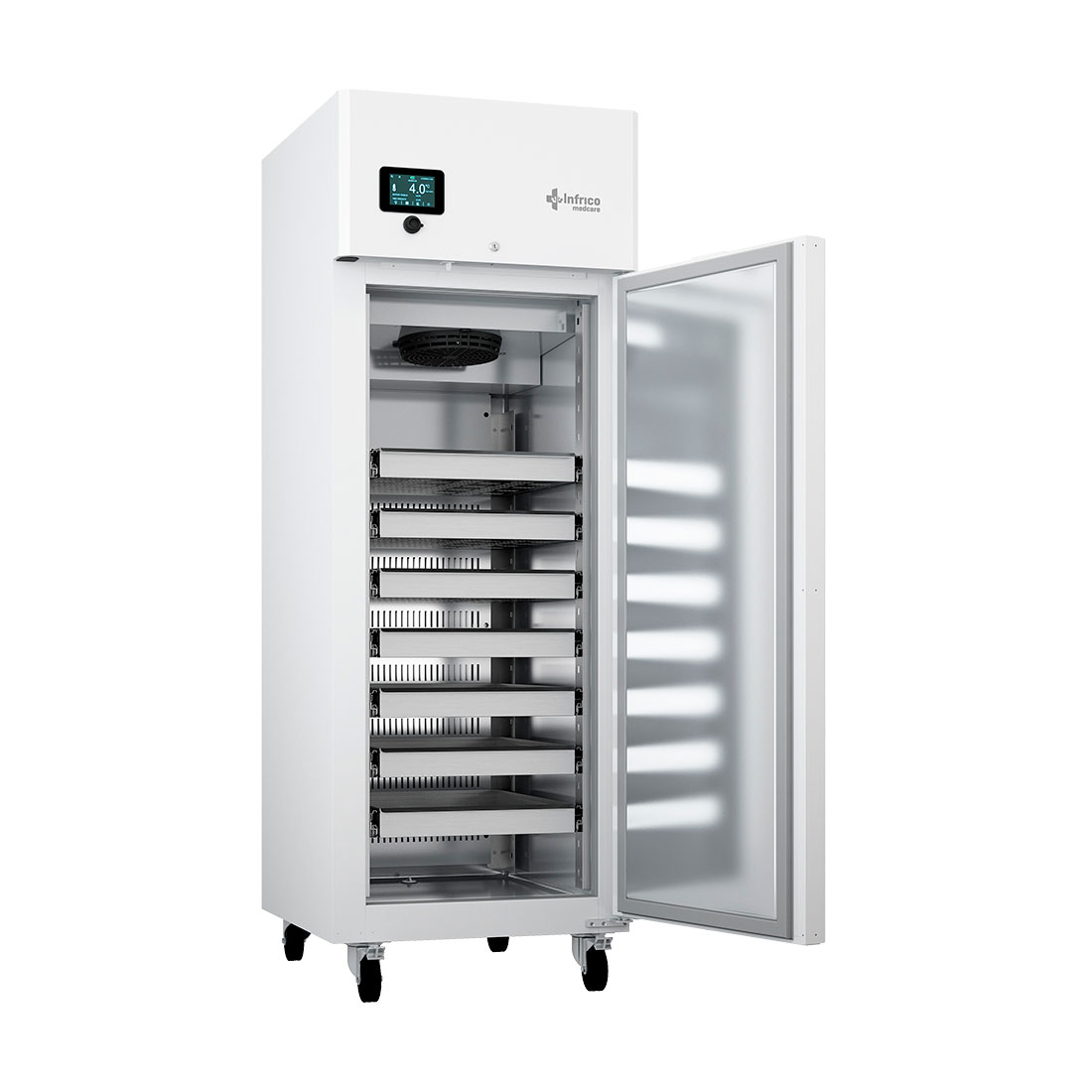 Armario de refrigeración vertical de 650 litros de capacidad nominal y tecnología INVERTER. INFRICO MEDCARE.