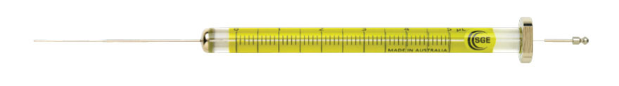 Jeringa para cromatógrafos Agilent Technologies. SGE. Aguja fija con ensanchamiento. Volumen (µl): 10. Gauge (D.E. mm): 23-26s (0,63/0,47). Modelo: 10F-AG-0,63/0,47C. 