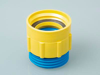 Bomba Pump-it®. BÜRKLE. Adaptador para rosca interna de bidón. Rosca DIN61 (amarillo/azul)