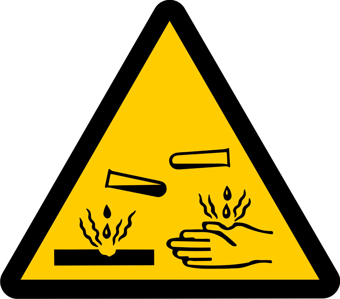 Señal de peligro Advertencia de riesgo de corrosión. Lado mayor (mm): 148