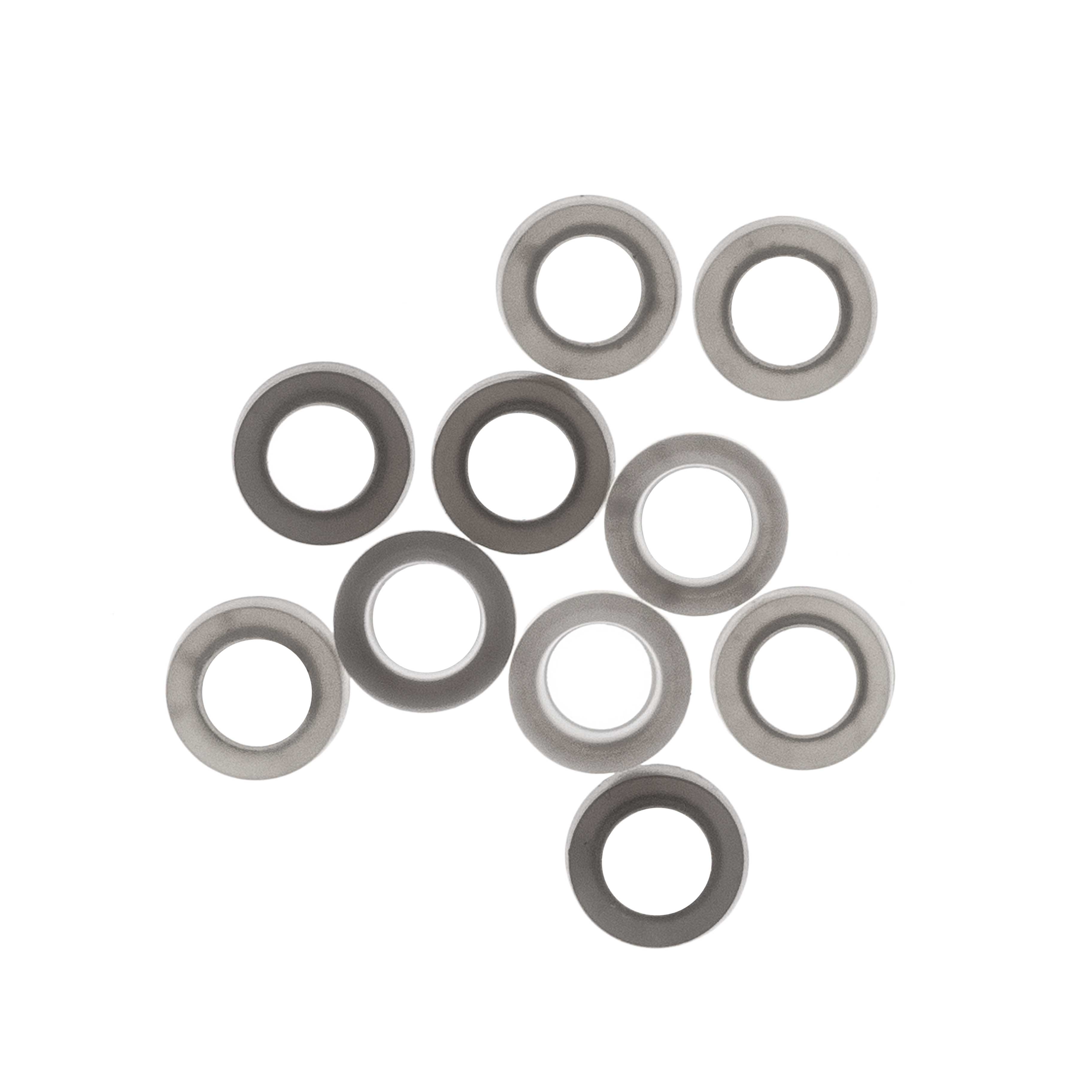 Juntas de silicona con recubrimiento de PTFE para tapones abiertos de rosca GL. Rosca: GL18. Ø ext. (mm): 16. Ø int. (mm): 8
