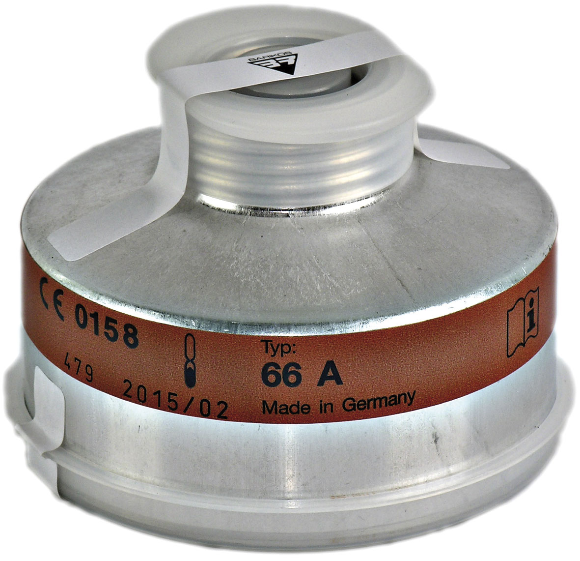 Filtro respiratorio rosca para gases y vapores orgánicos p.e.&gt;65º y partículas tóxicas. Clase protección: A2-P3. BARIKOS