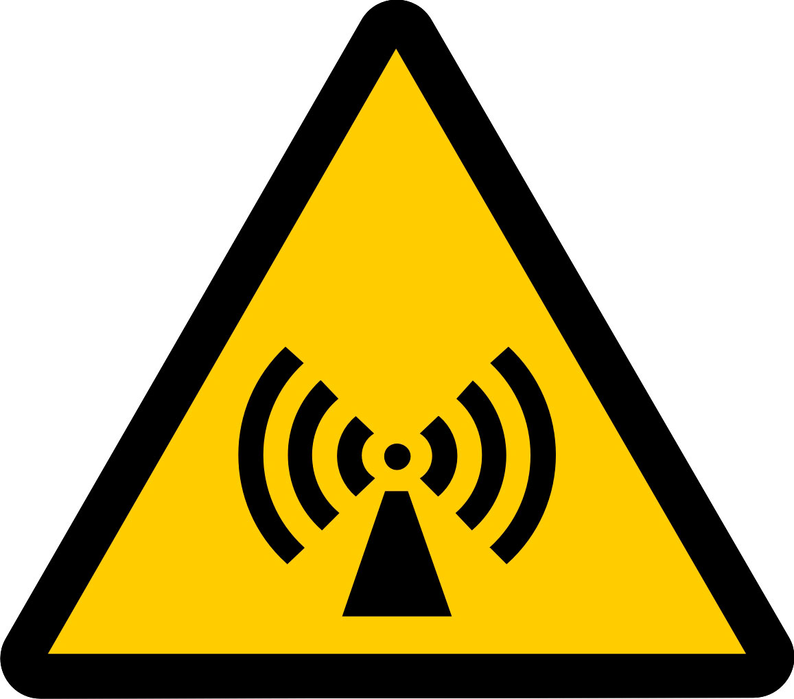 Señal de peligro Advertencia de radiaciones no ionizantes. Lado mayor (mm): 148