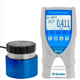 Medidor RH2 de actividad de agua AW, con cámara de medida AW14500 MICRO con 2 m de cable, 1 frasco con tapa de 25 ml (5 ampollas+almohadillas textil) y certificado de fábrica.