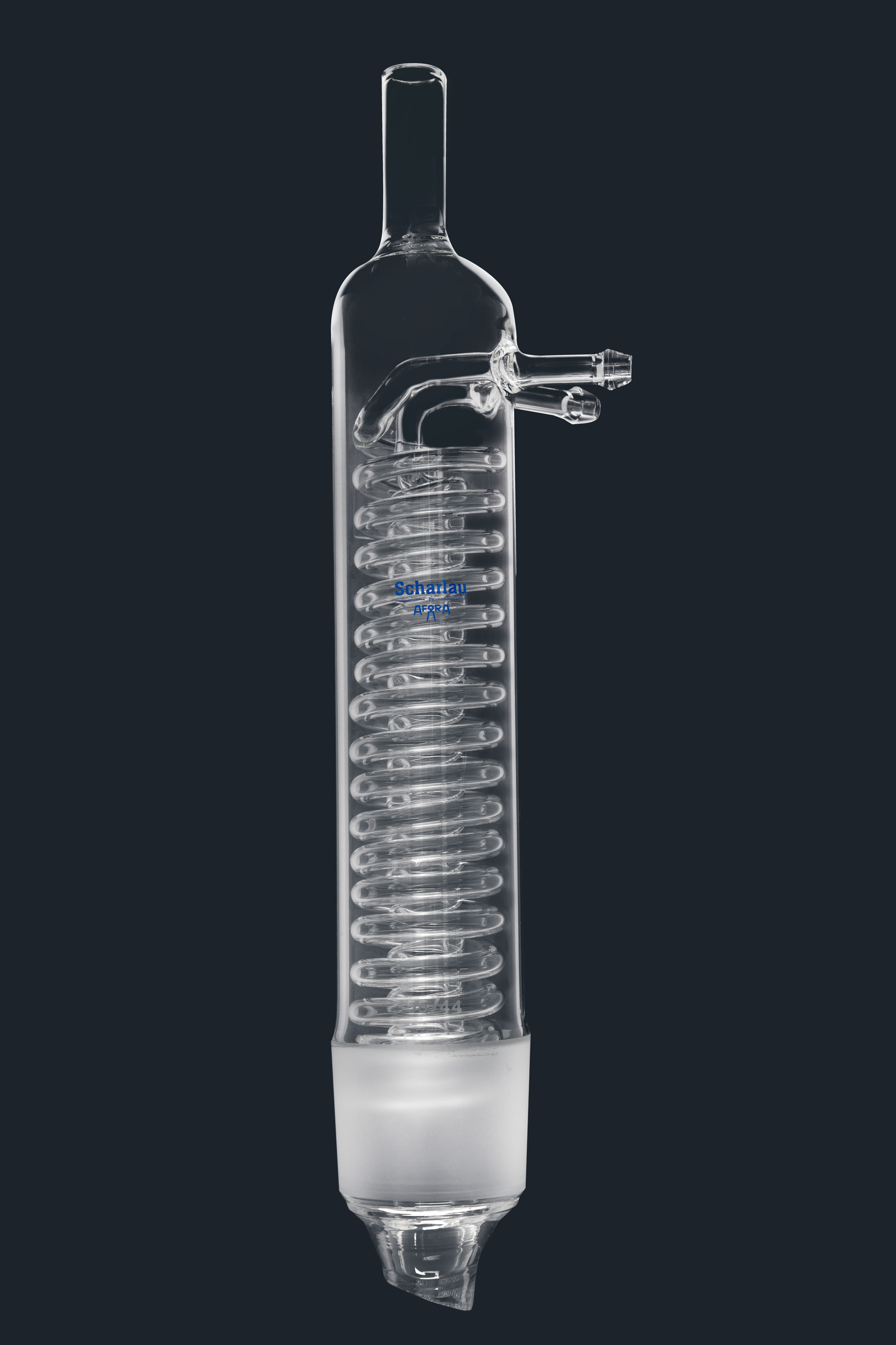 Refrigerante Dimroth para extractor Soxhlet. SCHARLAU. Esmerilados: M-45/40. Longitud útil (mm): 200. Oliva 8/9mm.