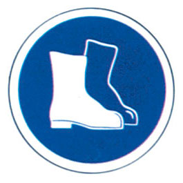 Señal de obligación del Uso obligatorio protección pies. Diámetro (mm): 148
