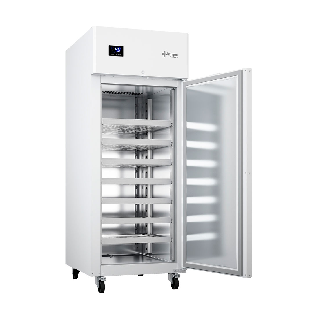Armario de refrigeración vertical de 800 litros de capacidad nominal. INFRICO MEDCARE.