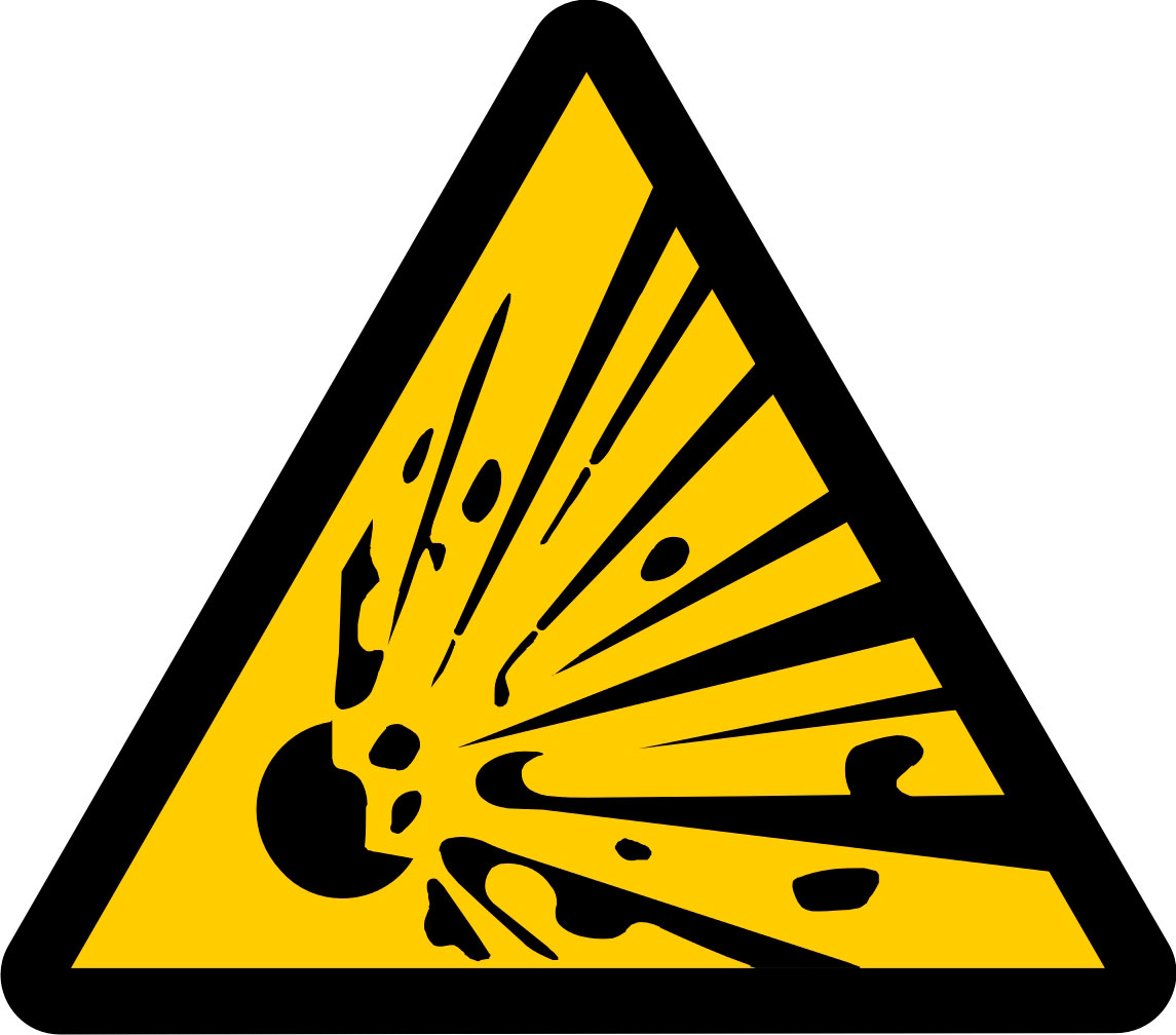 Señal de peligro Advertencia de riesgo de explosion. Lado mayor (mm): 148