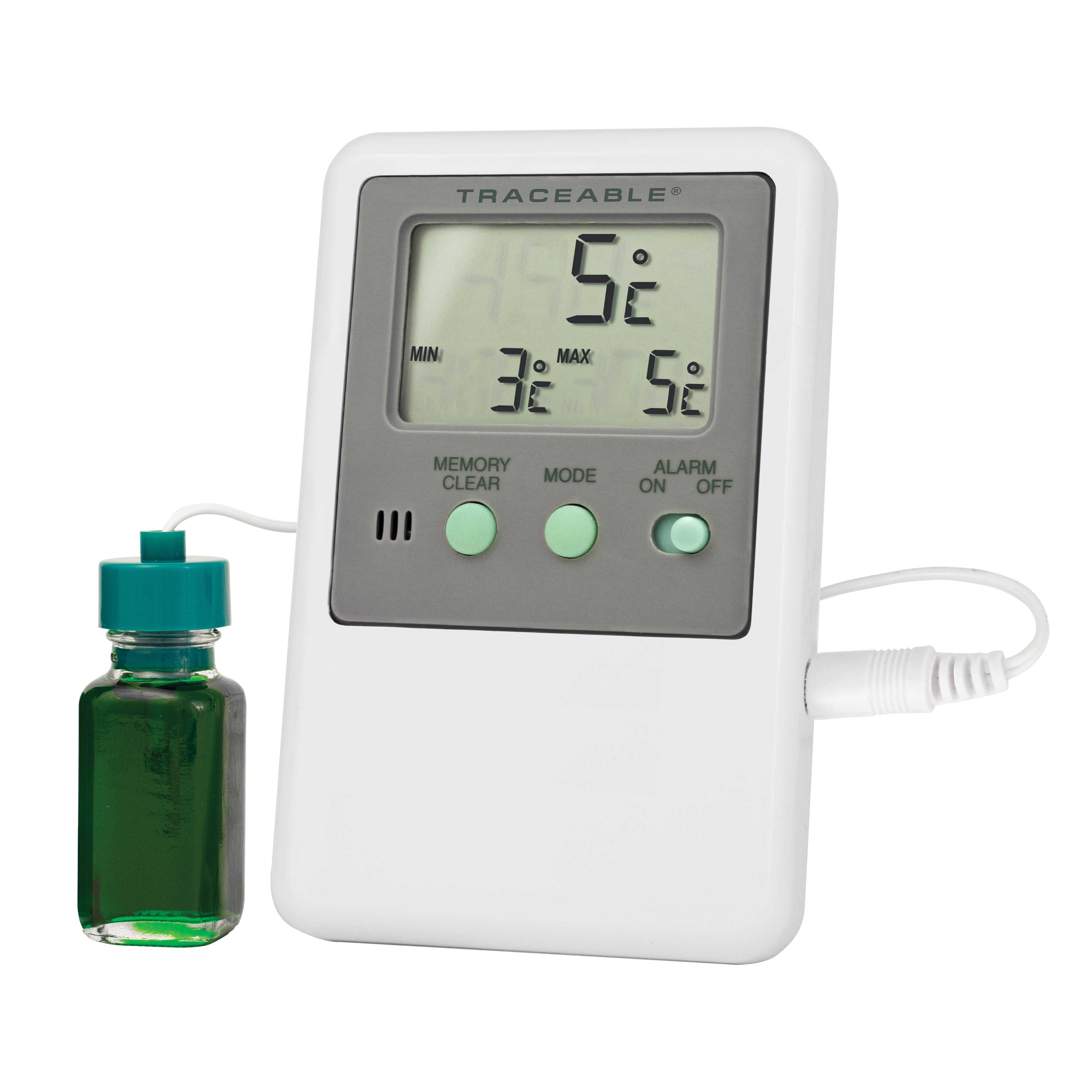 Termómetro digital para frigoríficos y congeladores. TRACEABLE. Rango temp.: –50,0 a 70,0°C. Exactitud: ±1°C. Precisión: 1ºC. Sondas: 1 botella
