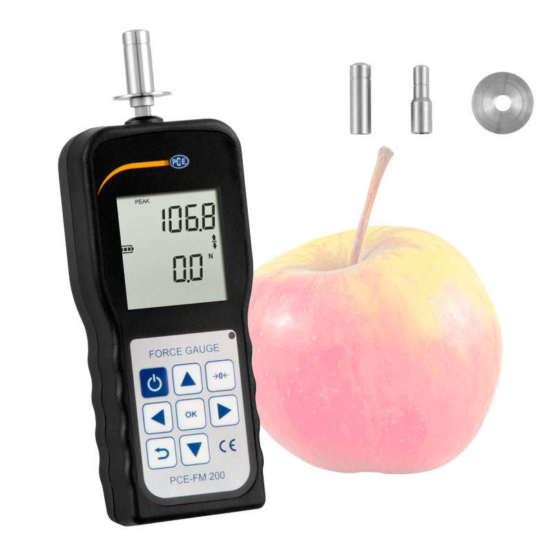 Penetrómetro para fruta PCE-PTR 200N. PCE. Rango: 0 - 200 N. Resolución: 0,1 N. Calibración de presión: 1 MPa. Rango: 1 - 100 % del total de la escala. Precisión: ± 0,5 %. Unidades: N, Kg, Lb