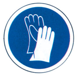 Señal de obligación del Uso obligatorio guantes. Diámetro (mm): 148