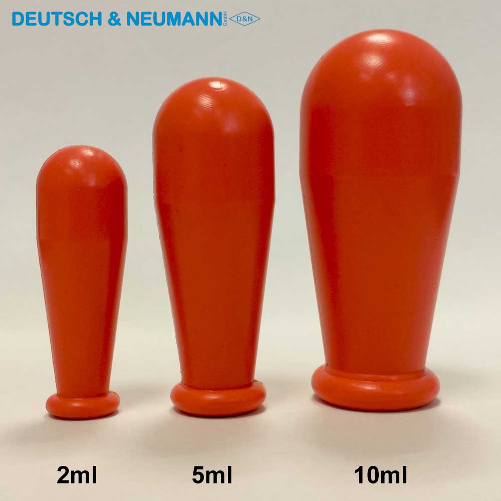 Tetinas de goma látex tipo chupete. DEUTSCH &amp; NEUMANN. Color: Rojo. Volumen (ml): 5. ø (mm): 6