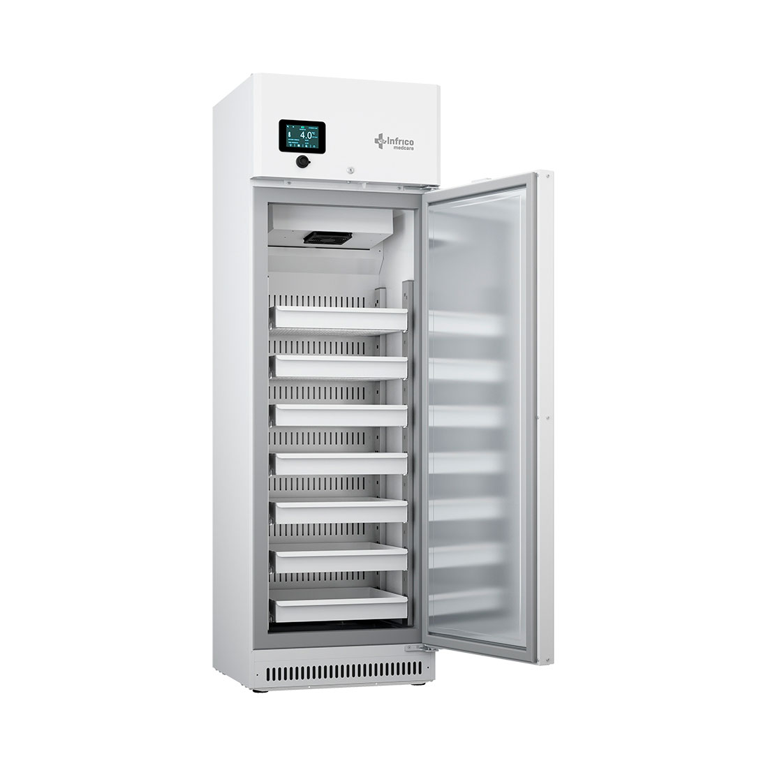 Armario de refrigeración vertical de 300 litros de capacidad nominal y tecnología INVERTER. INFRICO MEDCARE.