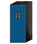 V-Line safety cabinet (vertical drawer). ASECOS. Model: V90.196.081.VDAC. Cabinet construction: Tall, 2 doors. Body colour/ vert. drawer: Light grey/ gentian blue. Equipment: Body without interior equipment with vertical drawer, with TSA. Dim. HxWxD (mm): 819x1966x860