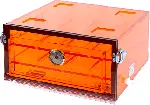 Acrylic desiccator. PLAS-LABS. Outer dim. HxWxD (mm): 304x152x304. Vol. (l): 14. Colour: Amber. Door: Folding door. Cubicles: 1. Shelves: 2. Positions for shelves: 2