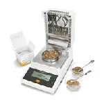 Automatic infrared moisture balance. SARTORIUS. Model: MA35. Repeatability: 1g: ± 0.2% 5g: ± 0.05%. Resolution: 1mg, 0.01%. Max. sample amount (g): 35. Temperature range (ºC): 40-160. Ext. dim HxWxD (mm): 191x224x366. Weight (Kg): 5.8