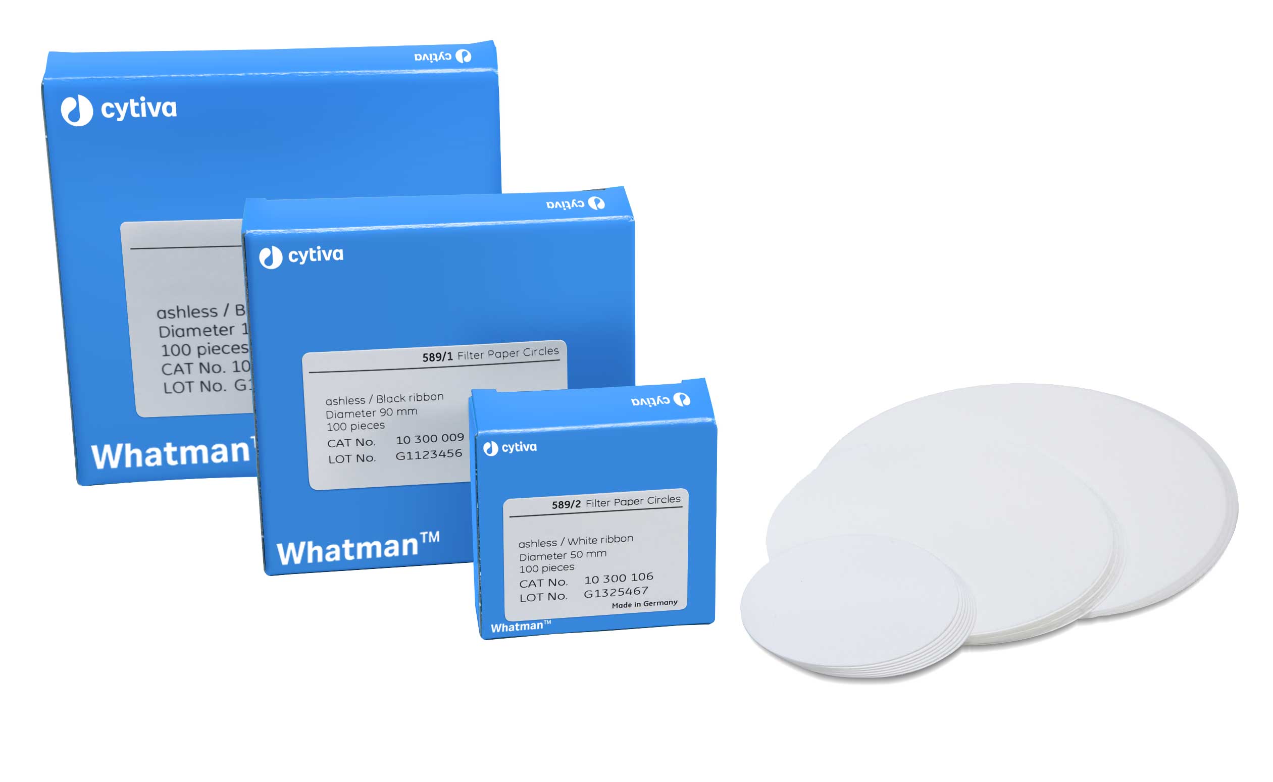 Filtro de papel de celulosa pura. Whatman™ (Cytiva). Disco calidad 589/2 Celulosa pura sin cenizas. Ø (mm): 50. Retención típica (µm): 4-12