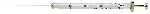 Syringe with standard plunger. SGE. Vol. (µl): 10. Needle length (mm): 70. Needle: Fixe. Gauge: 26. Ø ext. (mm): 0,47. Tip type: Beveled. Model: 10F-7. Replacement needle (5 u.): -. Barrel E.D. (mm): 6,5