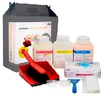 Spills Kit Chemispill®. The Kit contains Scharlau laboratory gloves, safety glasses, brush and dustpan, scratching spatula, residue plastic bags and how to use instructions.