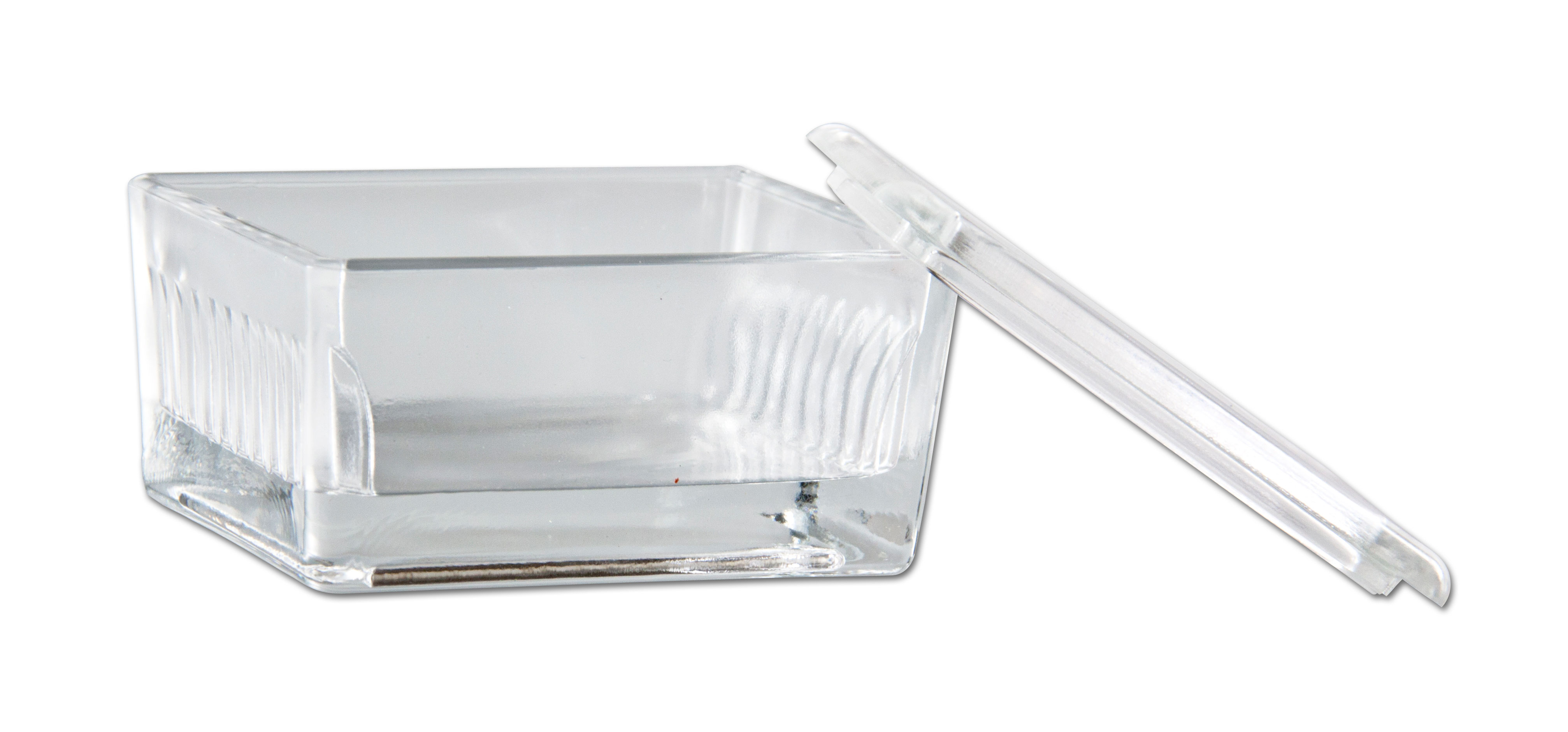 Glass staining cuvette with lid. Type: Schiefferdecker. Capacity (Slides): 10