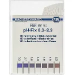Tiras reactivas de pH, pH-Fix 0,3 - 2,3. MACHEREY-NAGEL. Rango de medida visual: 0,3 - 0,7 - 1,0 - 1,3 - 1,6 - 1,9 - 2,3. No evaluable en reflectómetro QUANTOFIX® Relax. Pack 100 tiras de 85 x 6 mm.