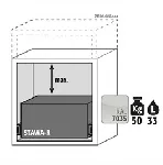 Paquete de equipamiento para armarios de seguridad para productos inflamables UNE EN 14470-1. Para modelos: UB90.060.059.T. ASECOS. Descripción: 1x cajón altura interior maximizada (V=33.0L). Material: Plancha de acero plastificada