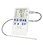 Excursion-Trac datalogging digital thermometer. TRACEABLE. Range: –90.00 to 105.00°C. Accuracy: ±0.2°C. Resolution: 0.01°C. Probes: Platinum RTD sensors, 1 stainless-steel 316 Probe. Application: Ultra-freezers