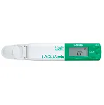 Salt-11 LAQUAtwin pocket Salinity Meters. HORIBA. Minimum sample volume: 0.12 mL. Salinity range: 0.0 - 100.0 g/L // 0.00 - 10.00%. Includes 0.5% NaCl Standard Solution (14 mL), 5.0% NaCl Standard Solution (14 mL), Conditioning Solution (4 ml), 2 CR2032 batteries, dropper, instruction and quick-start manuals, and storage case.