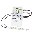 Excursion-Trac digital datalogging thermometer for liquid nitrogen storage control. TRACEABLE. Range: –200.00 to 105.00°C. Accuracy: ±0.25°C. Resolution: 0.01°C. Probes: Platinum RTD sensors, 2 stainless-steel probes