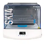 Shaker Incubator SKI. ARGOLAB. Model: SKI 4-N. Capacity (L): 4. Speed range (rpm): 40-300.  Max. temperature (ºC): 60. Min. temp (ºC): +5 above Ambient temperature. Temperature stability: ± 0,1 °C (at 37°C). Circulation of forced air. Cap.: 8 flasks of 500mL / 4 flasks of 1L. Dim. (HxWxD): 500x470x610mm