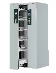 V-Line safety cabinet (vertical drawer). ASECOS. Model: V90.196.081.VDAC. Cabinet construction: Tall, 2 doors. Body colour/ vert. drawer: Light grey/ light grey. Equipment: Body without interior equipment with vertical drawer, with TSA. Dim. HxWxD (mm): 819x1966x860
