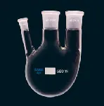 Three-neck round-bottom flask, side necks parallel. SCHARLAU. Cap. (ml): 500. Lat. cone: 14/23. Cent. socket: 29/32. Lat. socket: 29/32