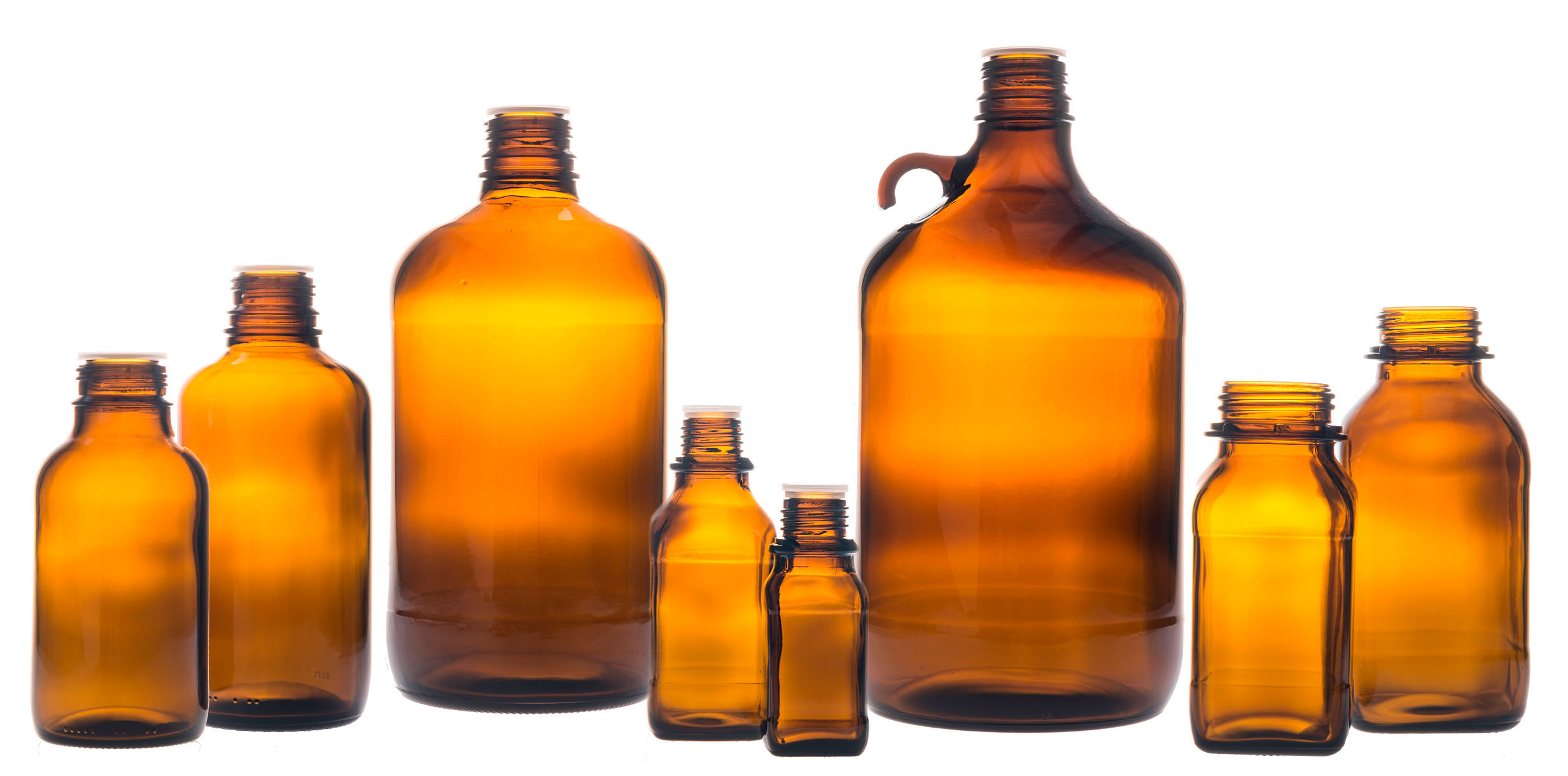 Amber glass flask, round. Cap. (ml): 2.500. Thread GL: 45