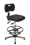 Ergonomic laboratory chair, KONCEPT gamma. KANGO. Characteristics: Height adjustable footrest. Adjustable seat: Yes, height and tilt. Footrest: Yes. Seat height (mm): 560-800. Colour: Black. Cleanroom: No