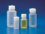 250 mL Graduated PE wide neck bottles GL32 with cap. KARTELL. Grad (mL): 25. ØxH (mm): 60x140. Ø Mouth (mm): 38. Autoclavable. Conforms to DIN 13316 and 168.