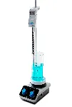 AREX 5 heating magnetic stirrer with VTF thermoregulator and support rod. VELP®. Speed (rpm): 100-1500. Stirring volume (l): Up to 20. Temperature range (ºC): Room temperature - 310. Plate diameter (mm): 135. Power (W): 630. Weight (kg): 3.8. Dimensions WxHxD (mm): 160x630x270