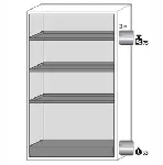 Paquete de equipamiento para armarios de seguridad para productos inflamables UNE EN 14470-1. Para modelos: S90.129.120.WDAS. ASECOS. Descripción: 3x bandeja, 1x cubeto de retención (V=33.0L). Material: Acero inoxidable 1.4016