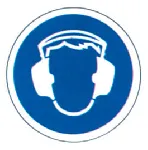 Obligatory signal of Mandatory wearing of hear protection. Ø (mm): 148