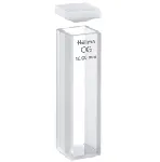 Macro-Cell. HELLMA®. Type: 6030-OG. Lid: No. Light path (mm): 10. Dim. WxHxD (mm): 12,5x45x12,5. Volume (µl): 3.500
