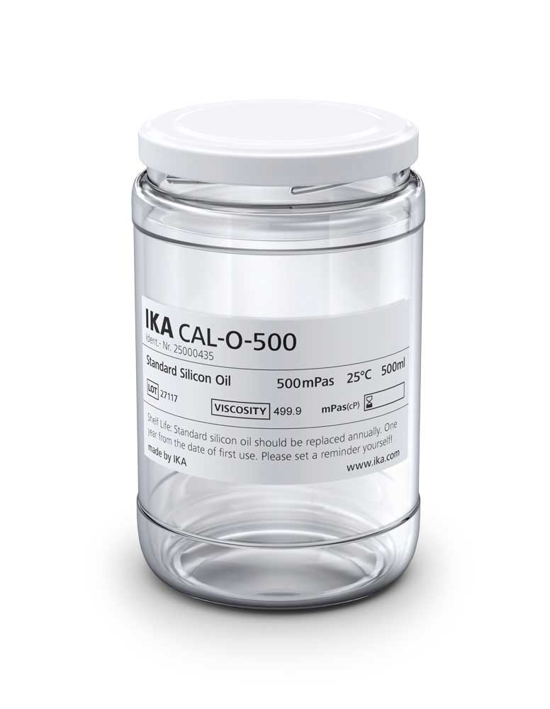 Modelo: CAL-O-500. Descripción: Patrón de aceite de silicona, 500 mPas, 25 ?, 500 ml. IKA®. Accesorio para viscosímetros Rotavisc
