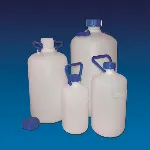 Heavy-walled carboy HDPE  bottles, narrow neck  KARTELL. Cap. (L): 10. Ext. Ø (mm): 63. Height (mm): 425. Mouth Ø (mm): 53