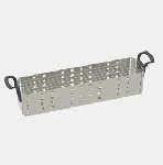 Stainless steel with plastic handles basket. Accessory for Elmasonic. ELMA. It's very important use baskets to protect the bath. For models: Elmasonic 80. Dimensions WxHxD (mm): 455x55x105