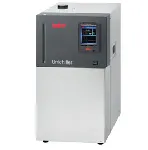 Unichiller P007w. HUBER. Pilot ONE controller, water-cooled refrigerating unit and circulation pump with a high discharge pressure for applications with high pressure drops. Temperature range (ºC): -20 to 40. Temperature stability (ºC): ± 0.5. Flow (L/min) - Pressure (bar): 25 - 2.5. Volume (L): 3.8. Dimensions WxHxD (mm): 350x622x496