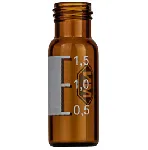 Vial roscado de 1,5 mL N 9 ámbar, fondo plano, amplia abertura, etiqueta + escala, silanizado. MACHEREY NAGEL. Rosca: corta. Diámetro exterior (mm): 11,6. Altura exterior (mm): 32 