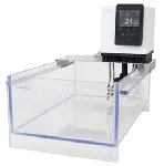 Baño termostático con calefacción UNIVERSA U 20 TP, con baño transparente. LAUDA. Rango de temperatura: 30 a 100. Estabilidad de temperatura: ±0,01. Potencia calorífica máxima (kW): 2,8. Caudal (l/min) - Presión (bar): 22-0,6. Volumen llenado máximo (L): 19. Apertura AnxPr (mm): 300x343. Profundidad baño útil (mm): 160.