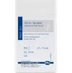 Papeles reactivos para antimonio para determinaciones cualitativas. MACHEREY-NAGEL. Detección de: Iones antimonio (Sb3+). Presentación: Caja con 200 tiras, 20 x 70 mm. Límite de detección: 5 mg/L Sb3+. GHS: No
