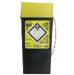 Contenedor de bioseguridad. Apertura ovalada y para jeringas. Dimensiones (mm): 108x52x224. Capacidad (l): 0,6